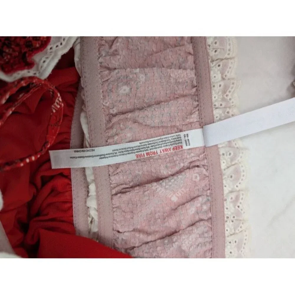 Out from Under women's size Large classic bandana print tube top red white T26 - Picture 3 of 7